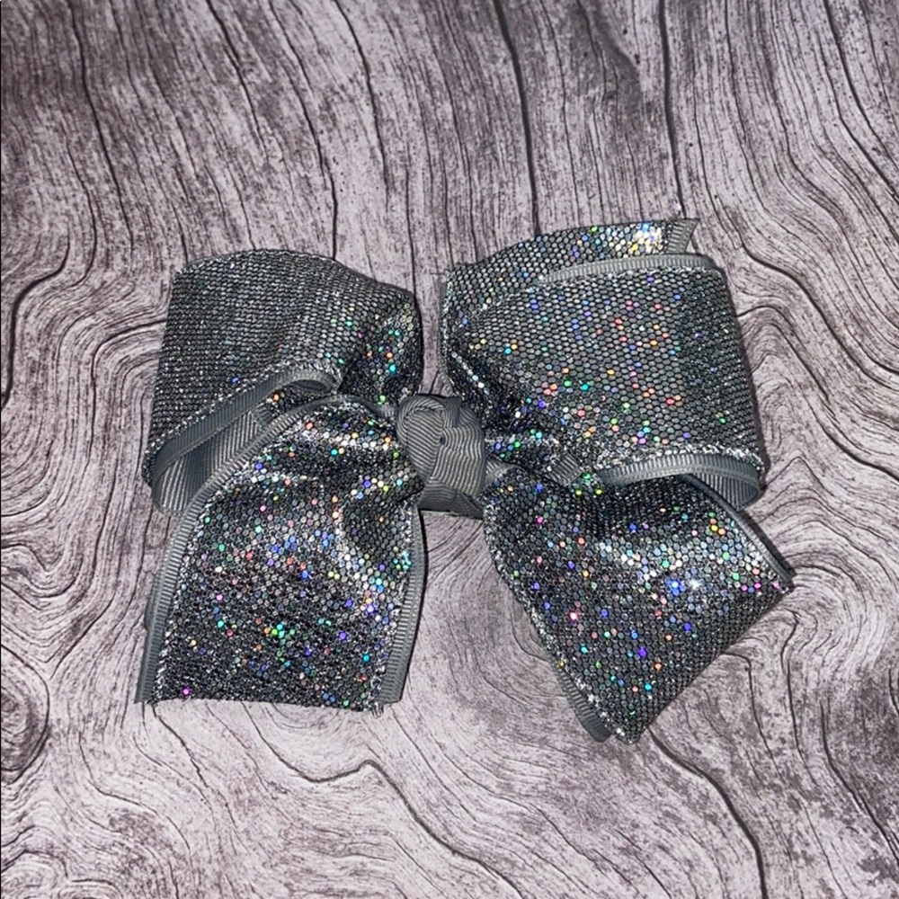 Silver Glitter Medium Hair Bow